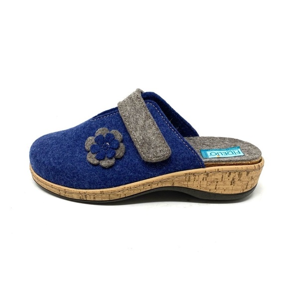 Fidelio Adriane Wool Felt Mule Clogs in Jeans Blue - Picture 1 of 7